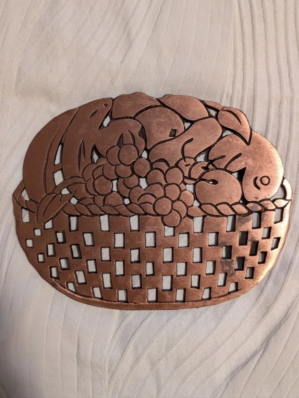 Cast Iron Copper Plated Fruit Basket Trivet
